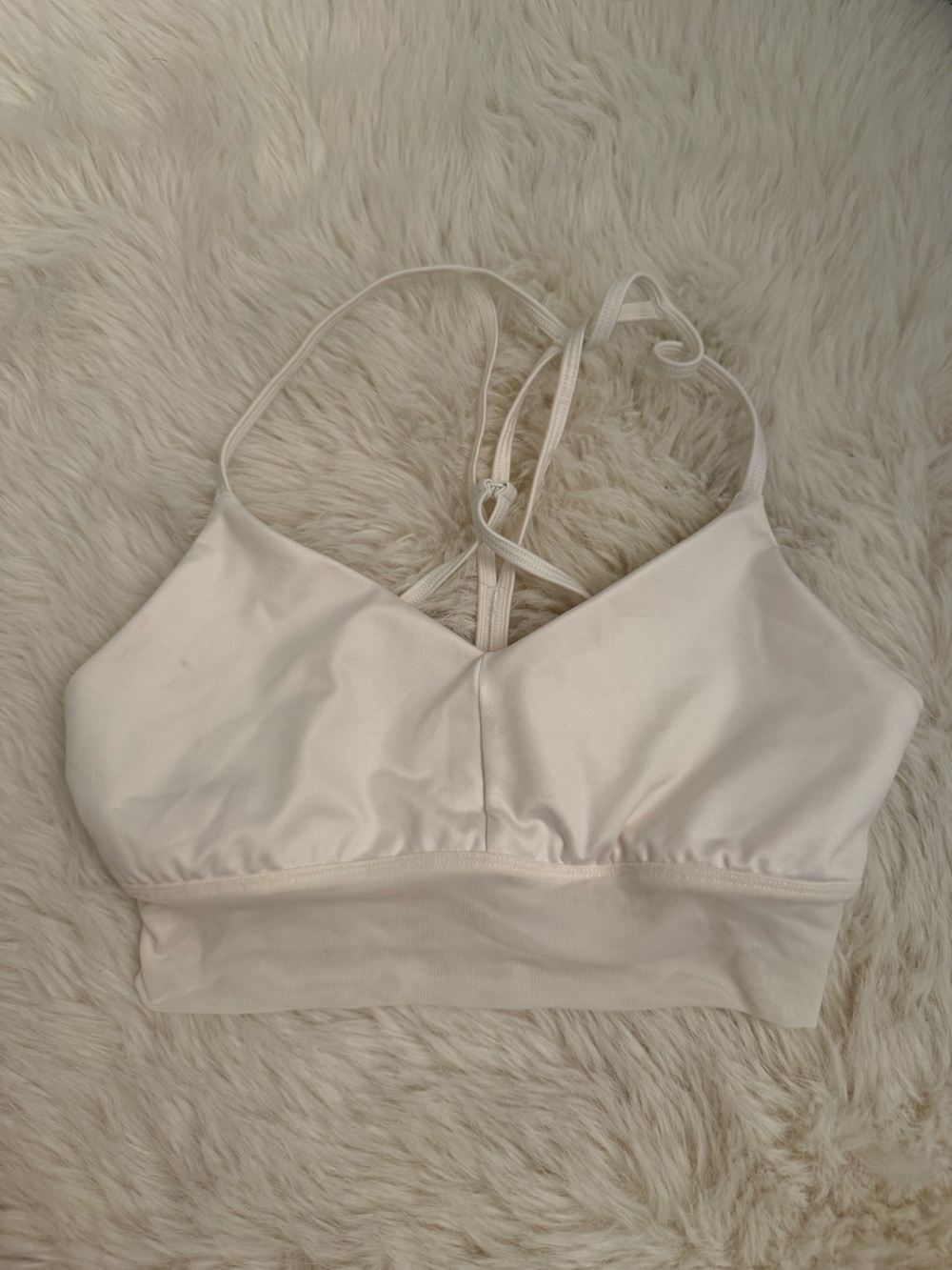 ALO Yoga Light Cream IVORY Strappy Bralette Mesh